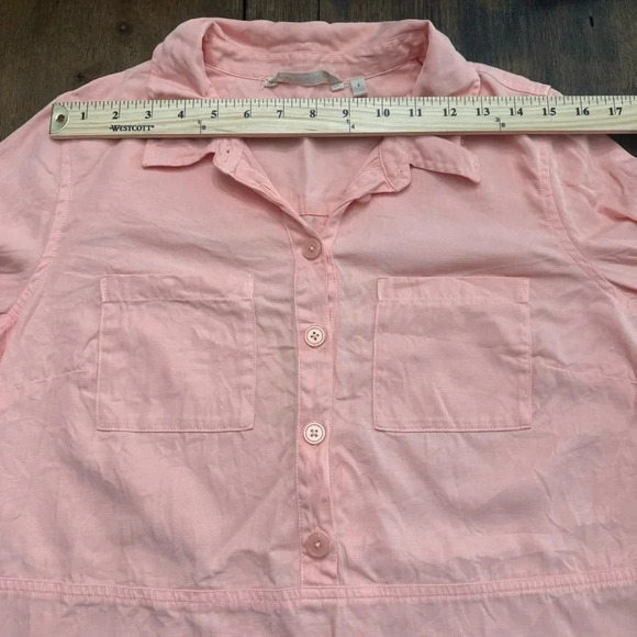 Soft Surroundings linen/lyocell shirt dress. Pink/peach, size small. - Picture 6 of 7